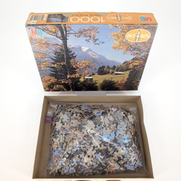 MB Milton Bradley VTG 1000 Piece "Near Gsteig, Switzerland" Jigsaw Puzzle - GUC - Picture 11 of 12